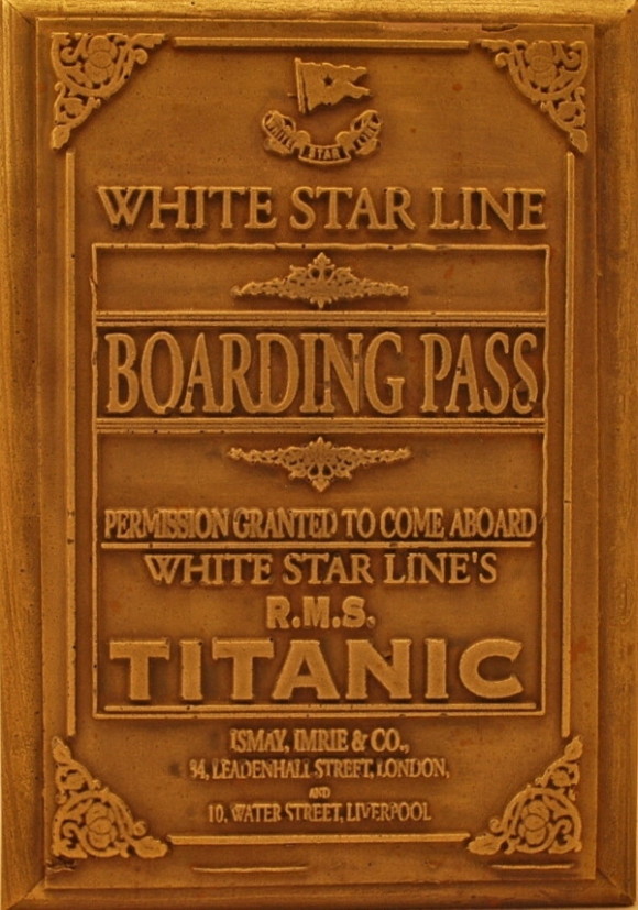 White Star Line | Titanic | Boarding Pass | Bronze Wall Plaque