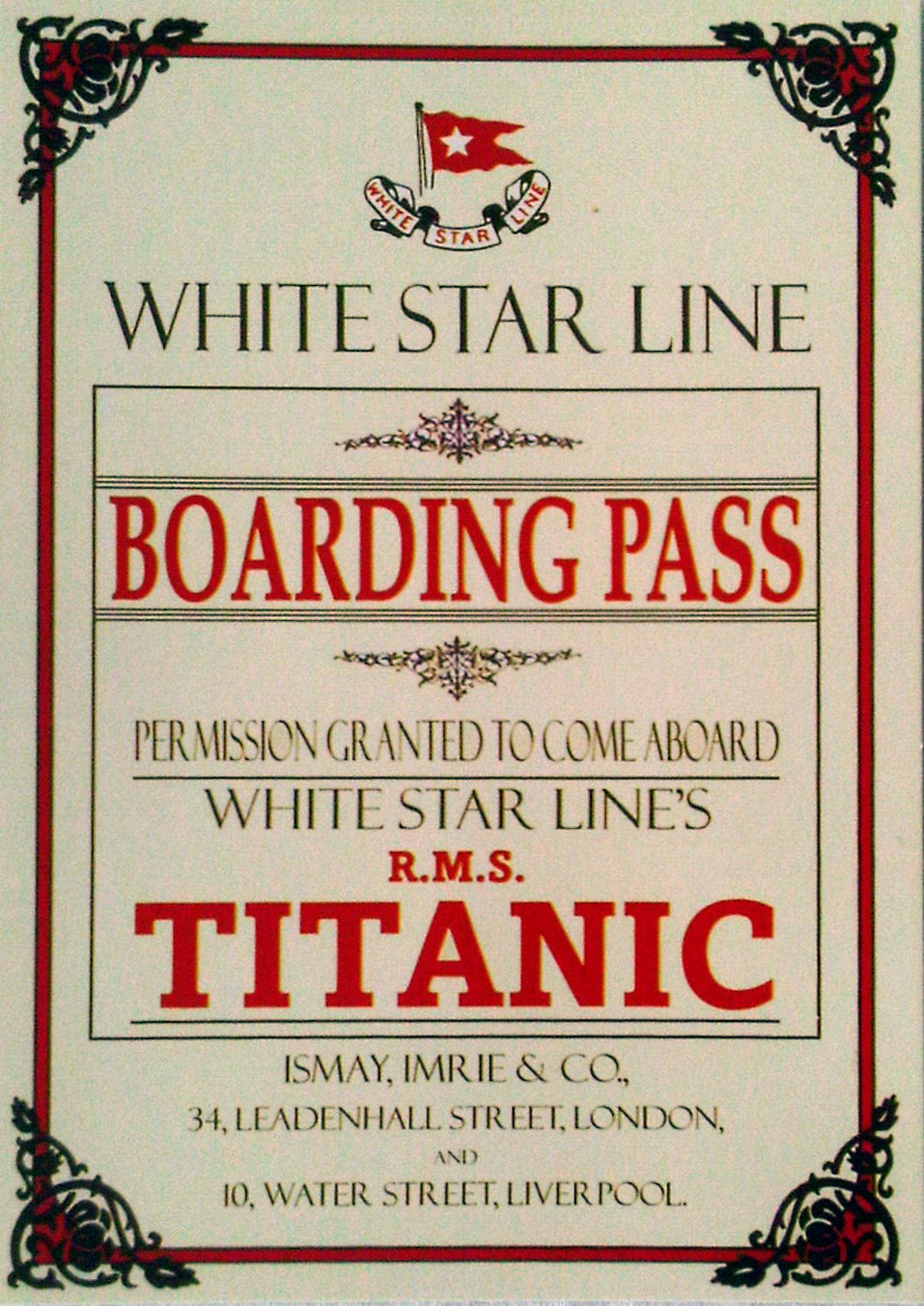 6 x RMS Titanic Boarding Pass Postcards