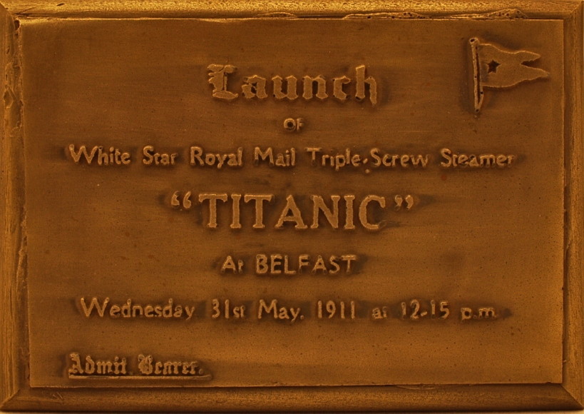 White Star Line | Titanic | Launch Ticket | Bronze Wall Plaque